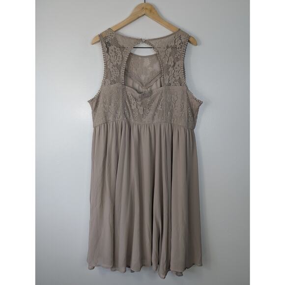 NWT Torrid Stone Beige Lace & Chiffon Skater Dress - Picture 5 of 8